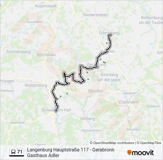 71 Bus Line Map