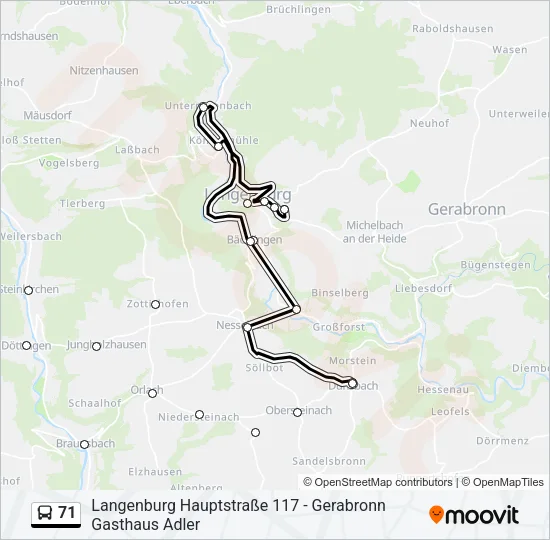 71 Bus Line Map