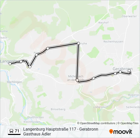 71 Bus Line Map