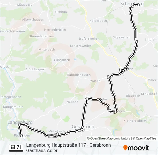 71 Bus Line Map