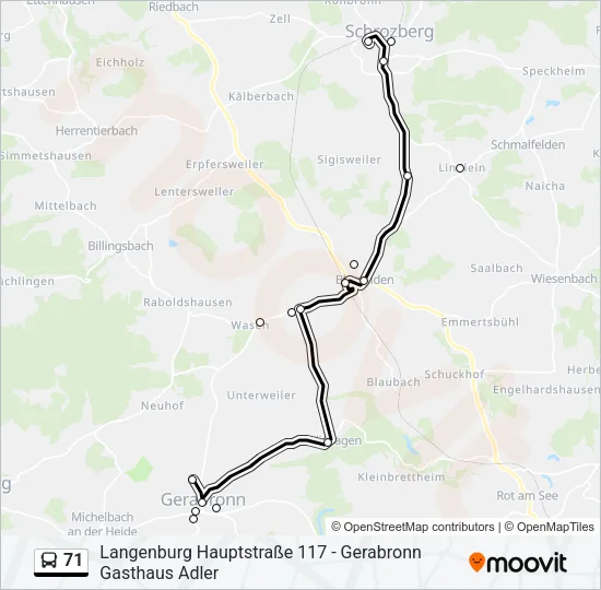 71 Bus Line Map