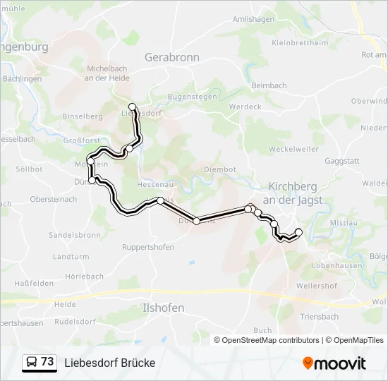 73 Bus Line Map