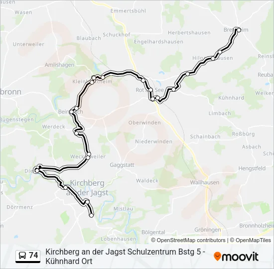 74 Bus Line Map