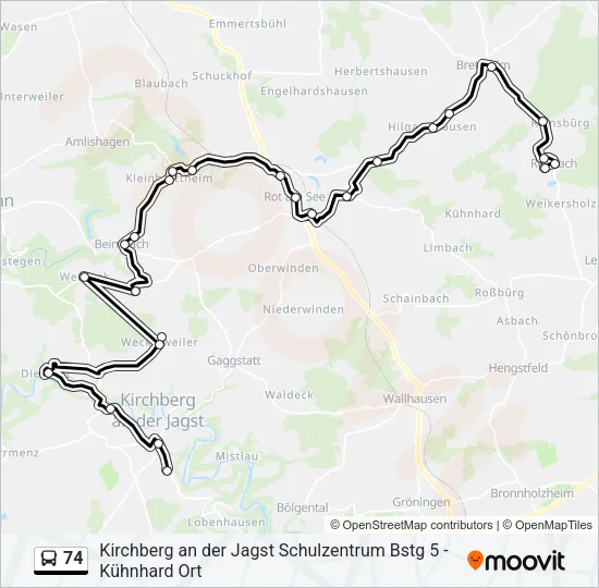 74 Bus Line Map