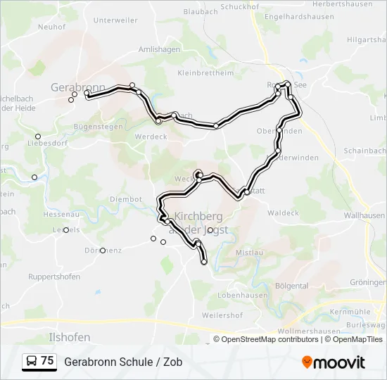 75 Bus Line Map