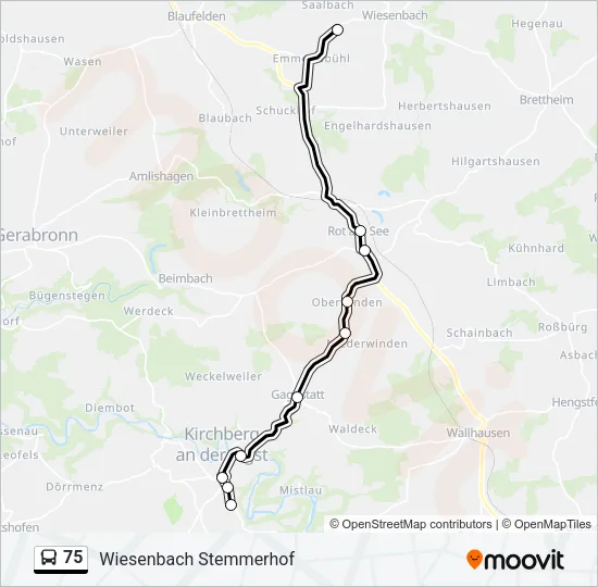 75 Bus Line Map