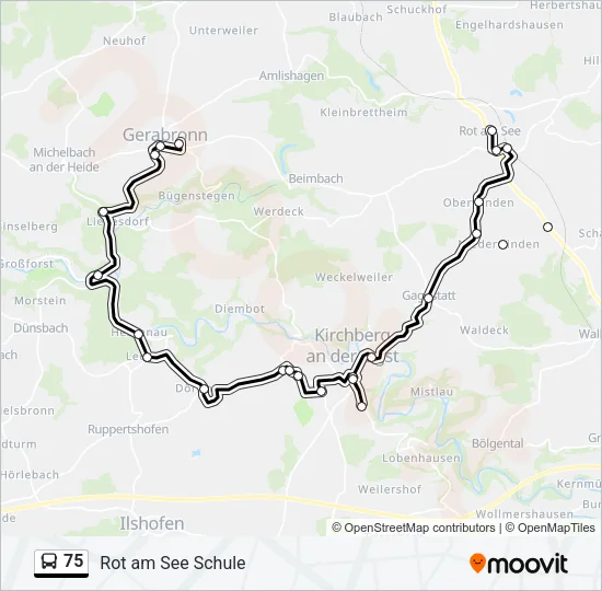 75 Bus Line Map