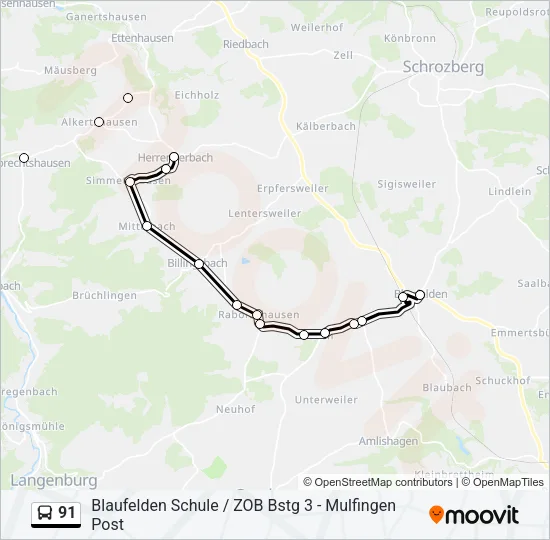 91 Bus Line Map