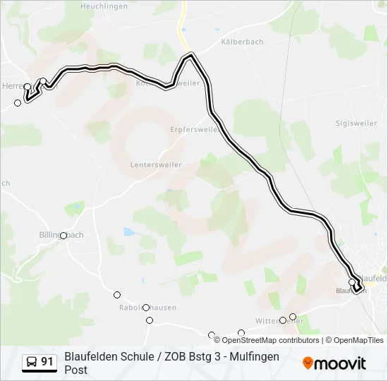 91 Bus Line Map