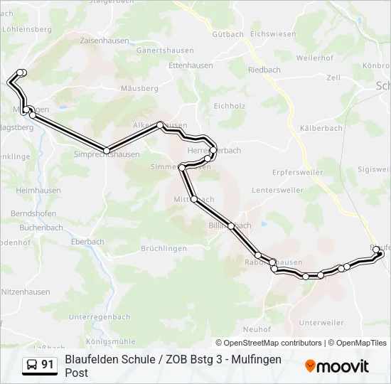 91 Bus Line Map