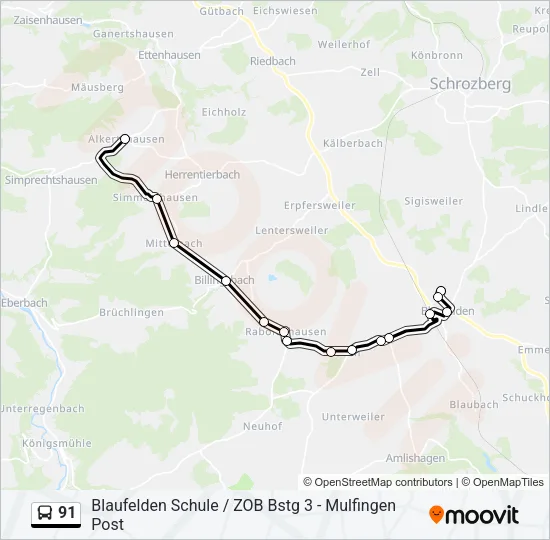 91 Bus Line Map