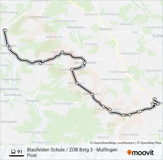 91 Bus Line Map