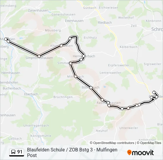 91 Bus Line Map