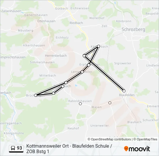 93 Bus Line Map