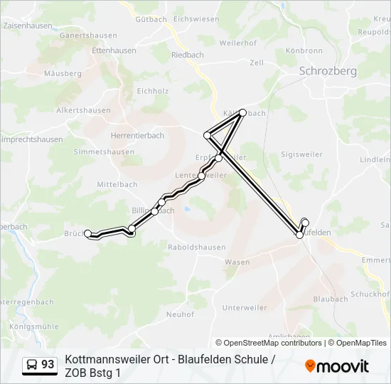 93 Bus Line Map
