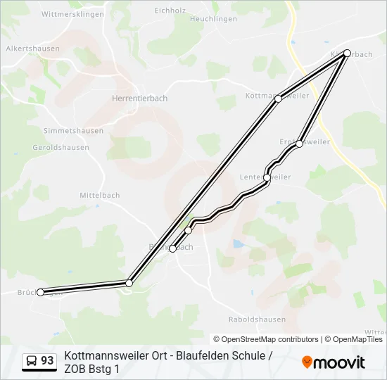 93 Bus Line Map