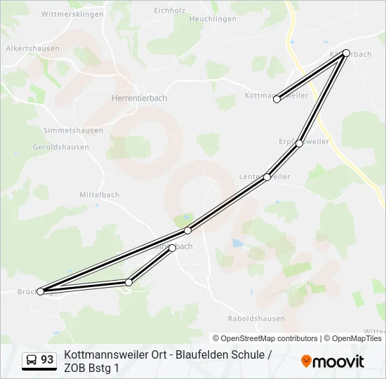 93 Bus Line Map