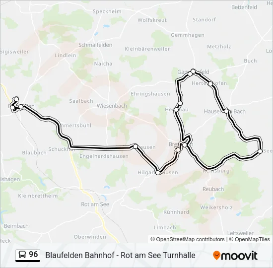 96 Bus Line Map
