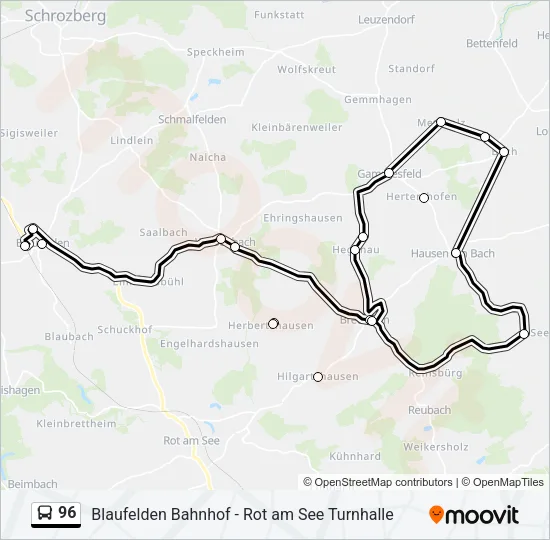 96 Bus Line Map