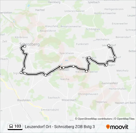 103 Bus Line Map