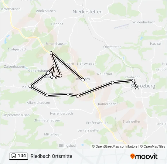 104 Bus Line Map