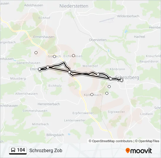 104 Bus Line Map