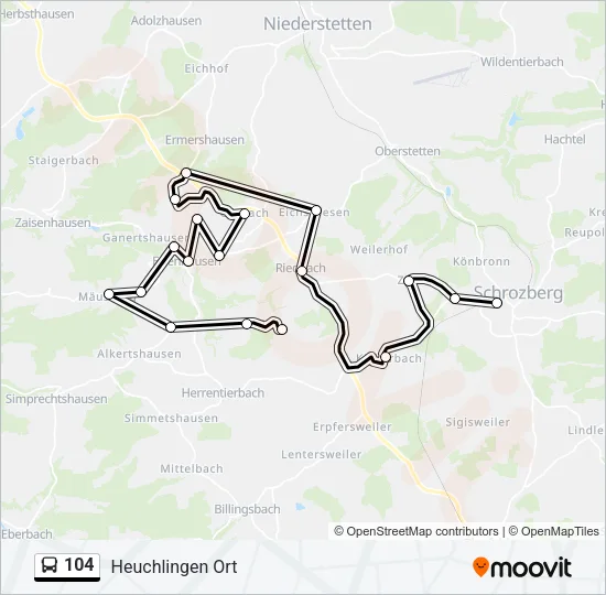 104 Bus Line Map