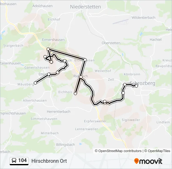 104 Bus Line Map