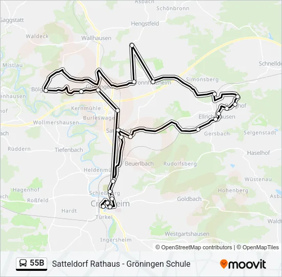 55B Bus Line Map