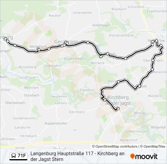 71F Bus Line Map