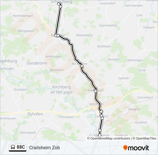 88C Bus Line Map