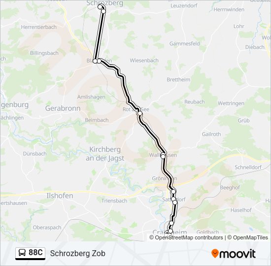 88C Bus Line Map