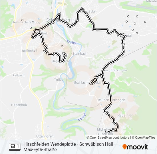 1 Bus Line Map