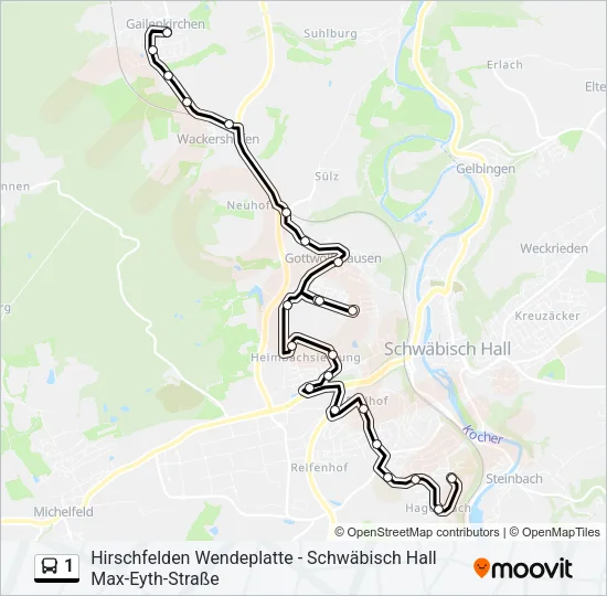 1 Bus Line Map