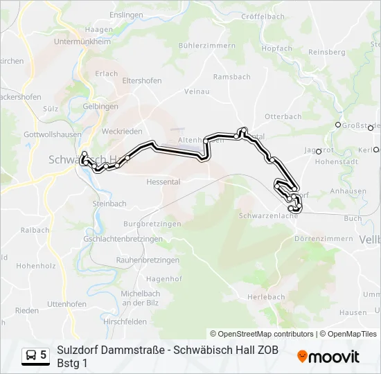5 Bus Line Map