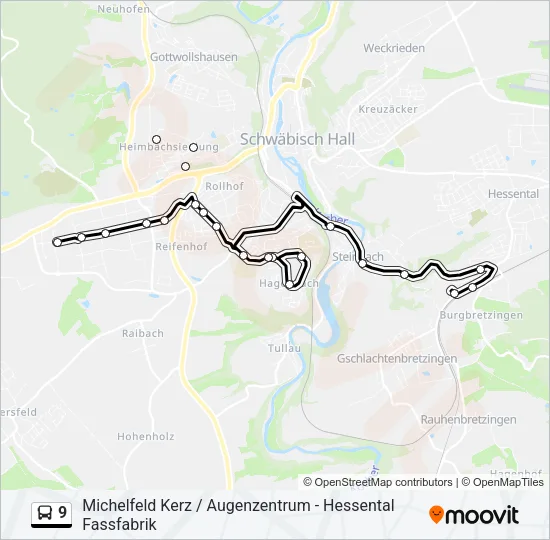 Автобус 9: карта маршрута