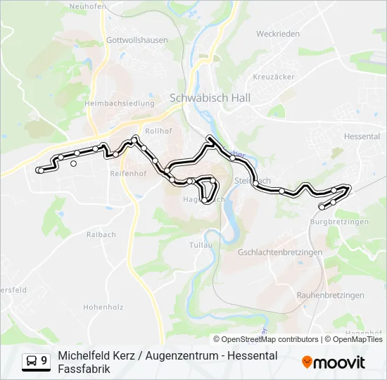 Автобус 9: карта маршрута