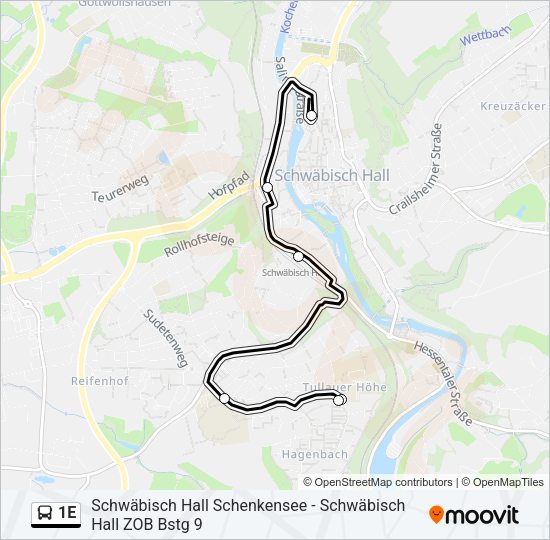 1E Bus Line Map