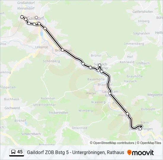 45 Bus Line Map