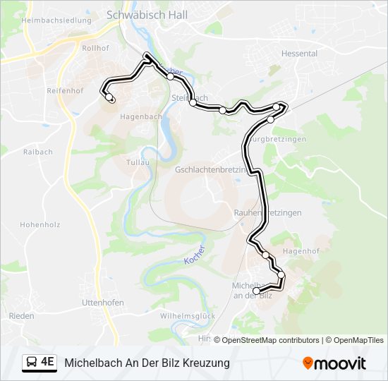 4E Bus Line Map