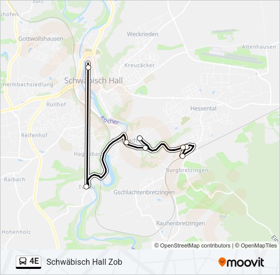 4E Bus Line Map
