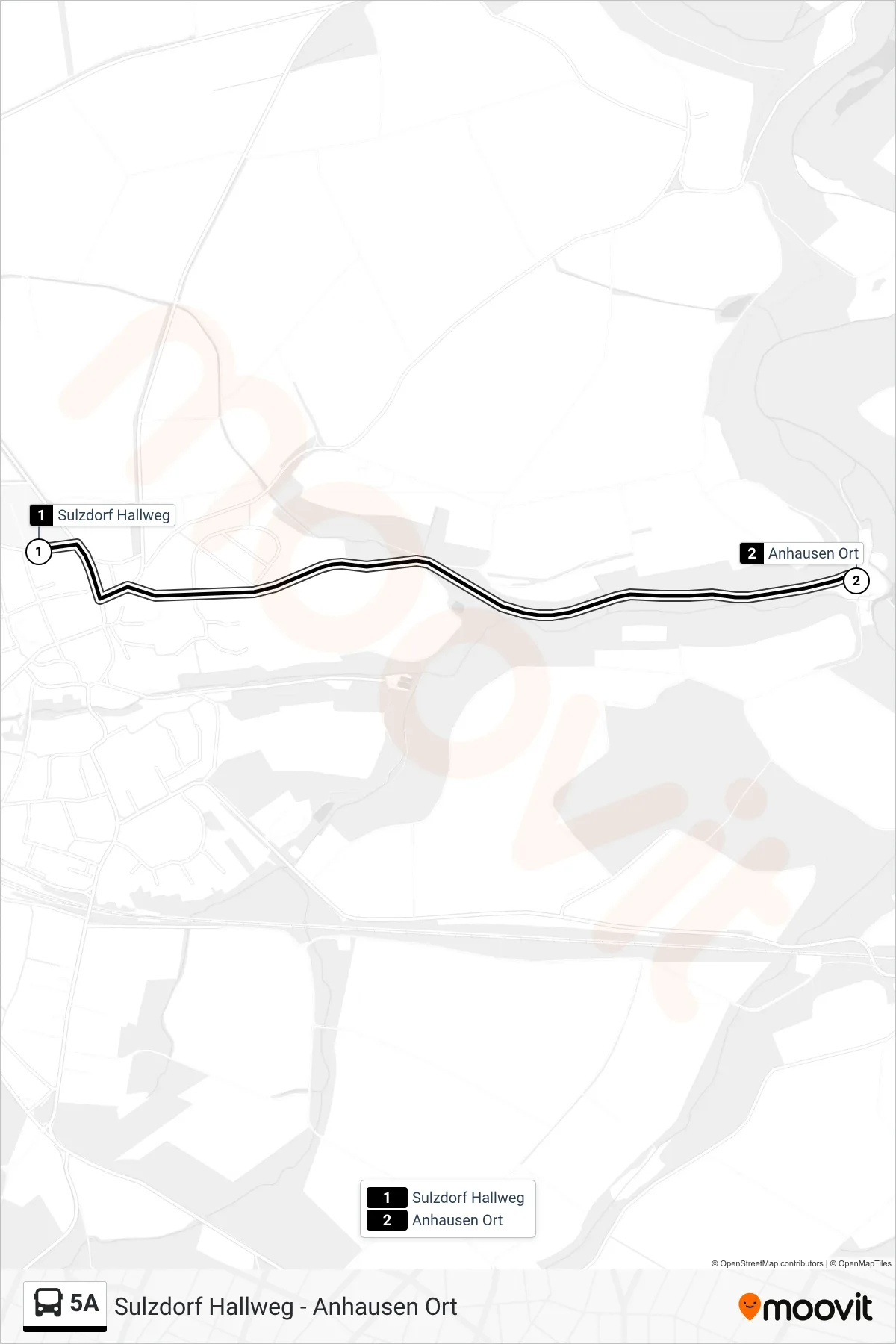 Linie 5A (Bus) Richtung Anhausen Ort: Route und Haltestellen auf der Karte
