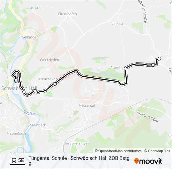 5E Bus Line Map
