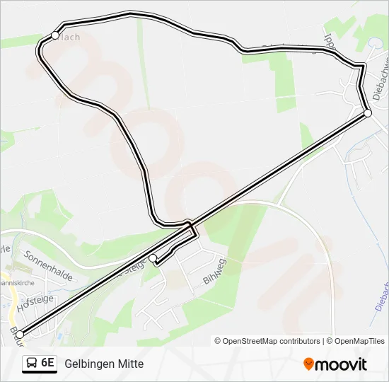 Автобус 6E: карта маршрута