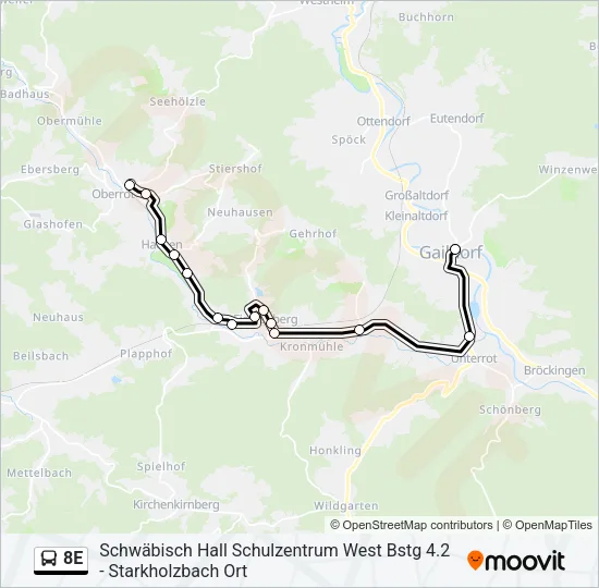 8E Bus Line Map