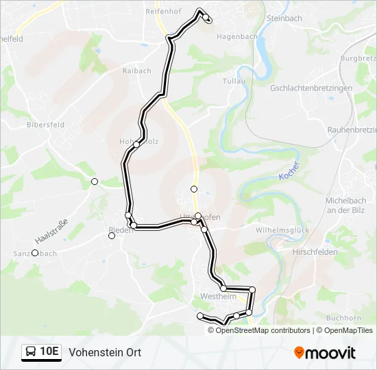 10E Bus Line Map