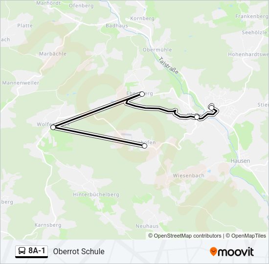 Автобус 8A-1: карта маршрута
