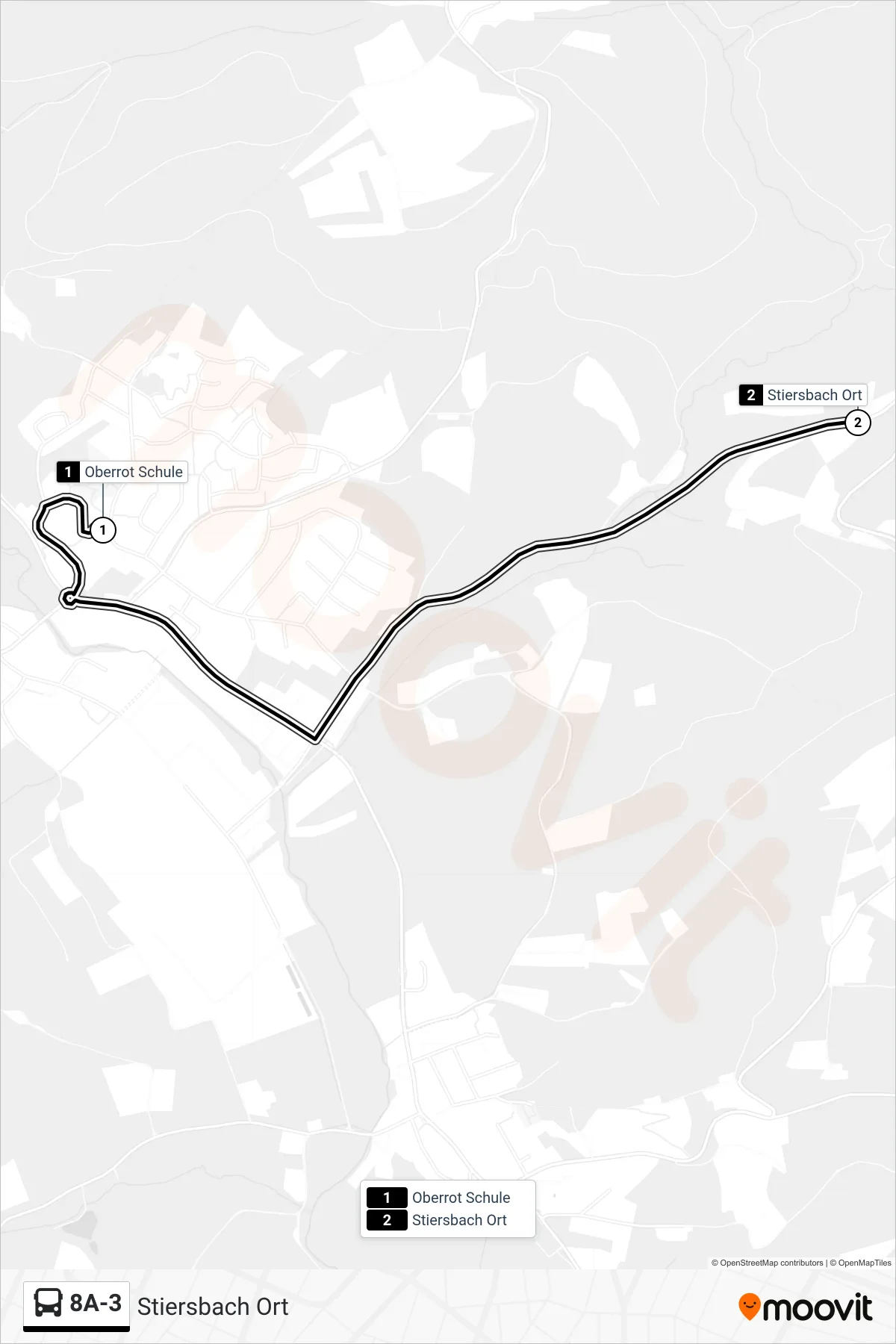 Linie 8A-3 (Bus) Richtung Stiersbach Ort: Route und Haltestellen auf der Karte