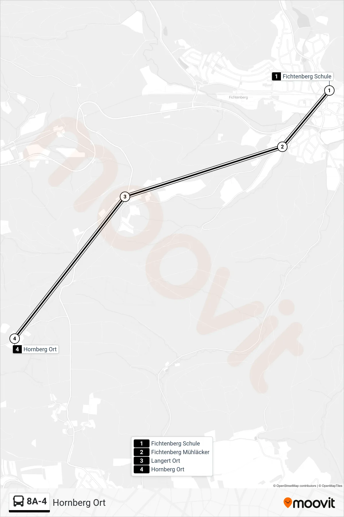 Linie 8A-4 (Bus) Richtung Hornberg Ort: Route und Haltestellen auf der Karte