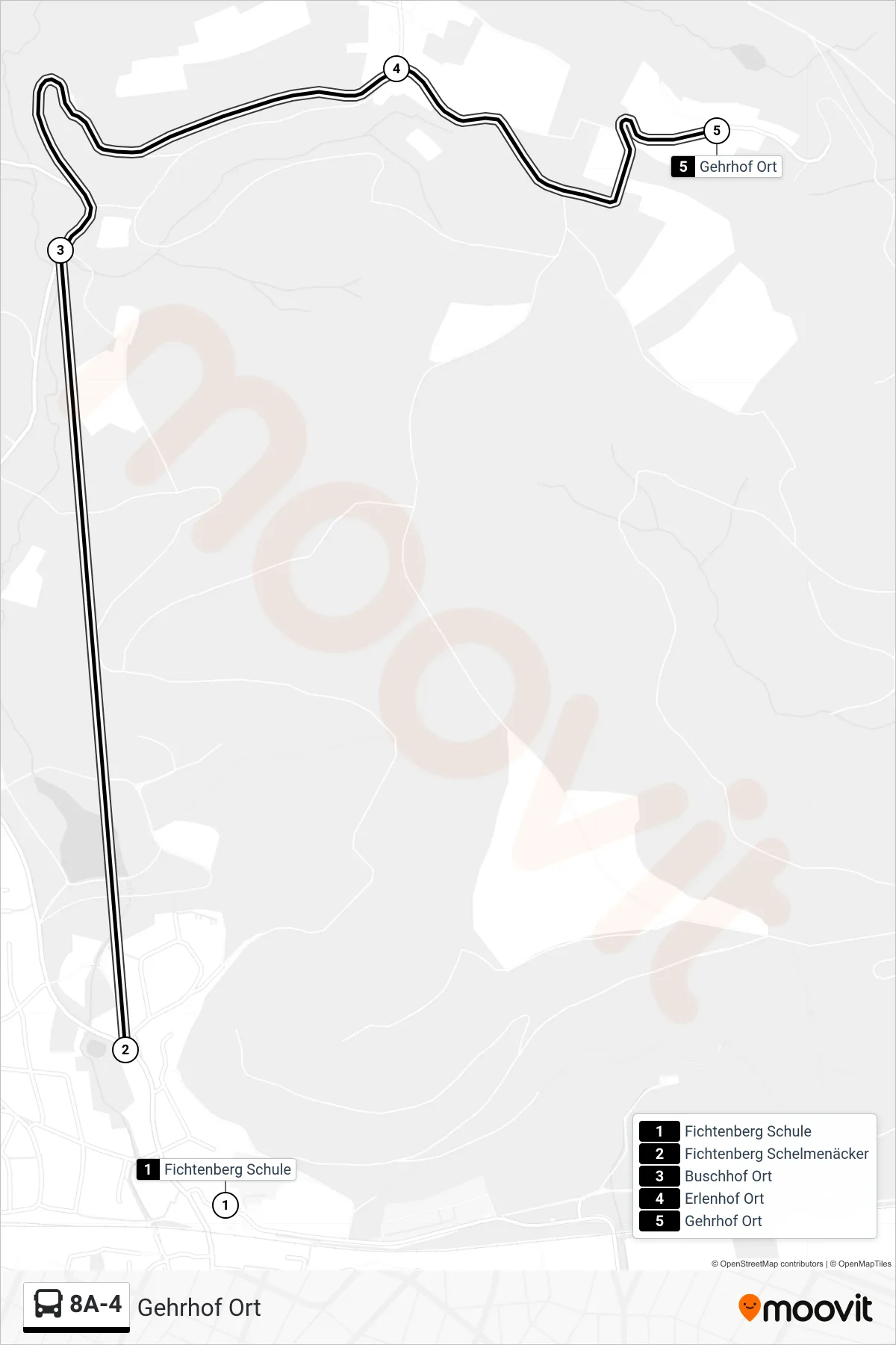 8A-4 bus Line (Gehrhof Ort) route and stops on a map